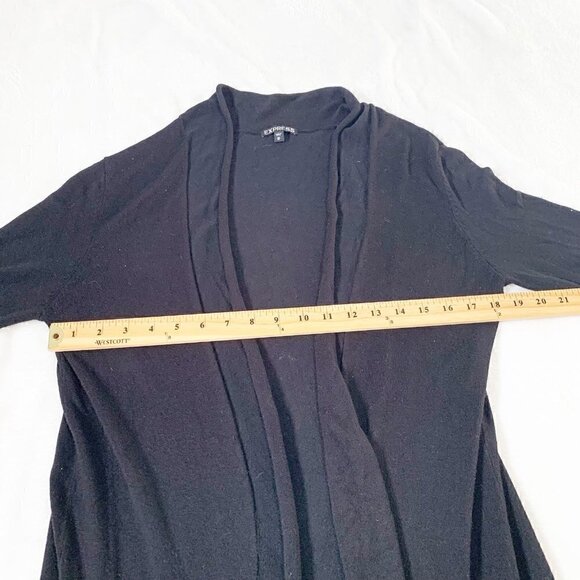 Express black tunic length long sleeve lightweight open‎ front cardigan sweater - Picture 5 of 6